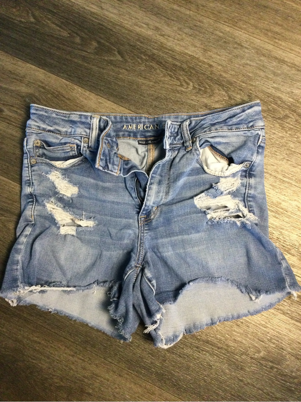 American Eagle Outfitters Light Wash Distressed Denim Shorts